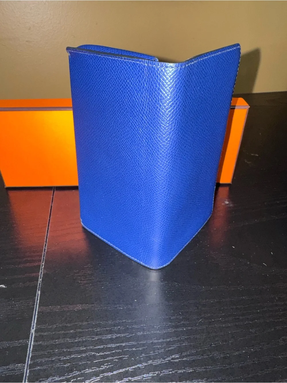 Hermes Indigo Blue Leather Wallet with Box, COA